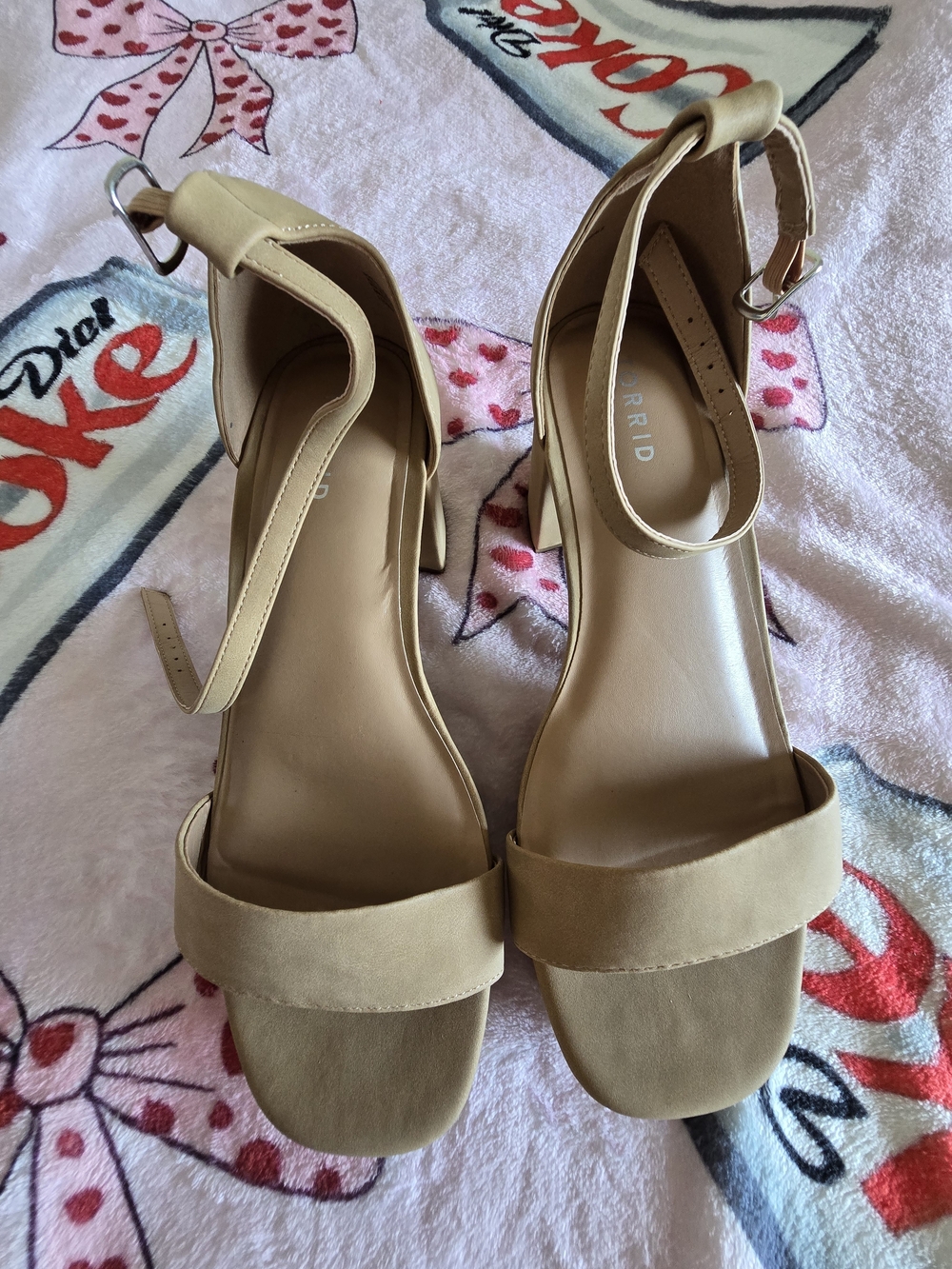 torrid Neutral Beige Block Heel Ankle-Strap Sandals